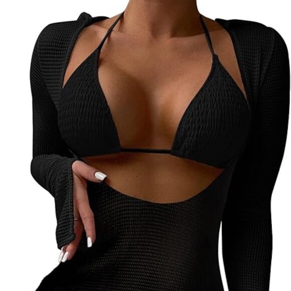 3 Pieces Cover Up Bikini Set - Picture 2 of 6